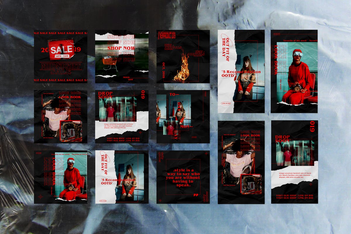 潮牌Instagram社交推广撕纸设计风格模板素材库精选 Instagram Template插图(6)