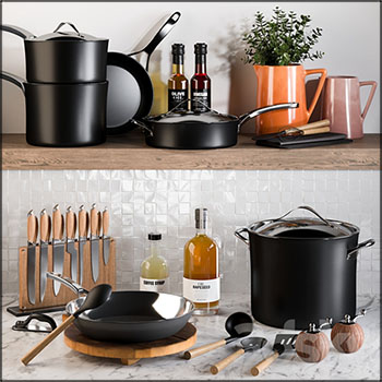 厨房厨卫用品锅具勺子调味品装饰品素材之家精选3D模型