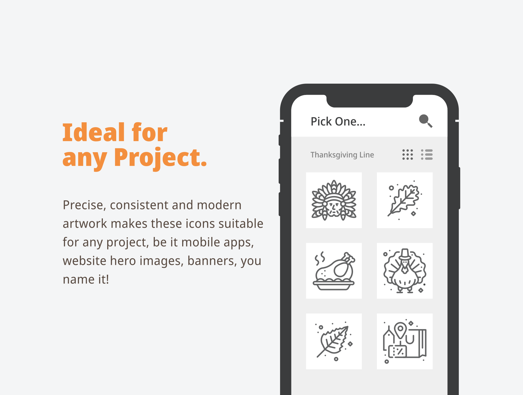 素材库下午茶：30枚感恩节主题矢量线条素材库精选图标集插图(4)