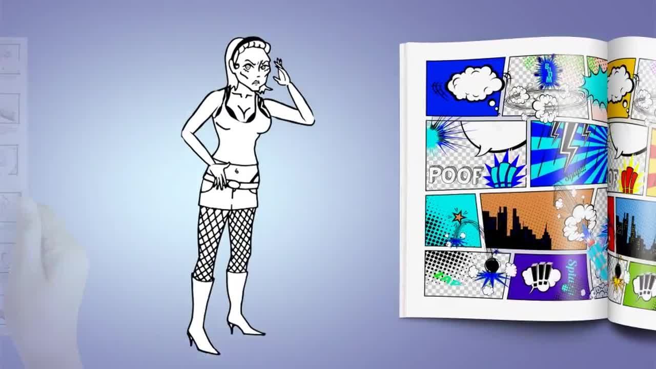 时髦漂亮的动画人物解说商业广告素材库精选AE模板