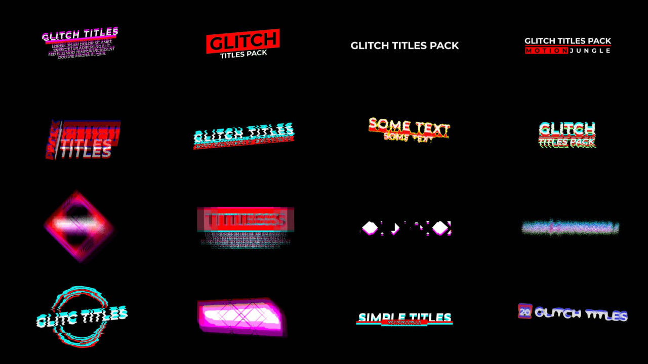 20个小故障全屏标题素材库精选AE模板