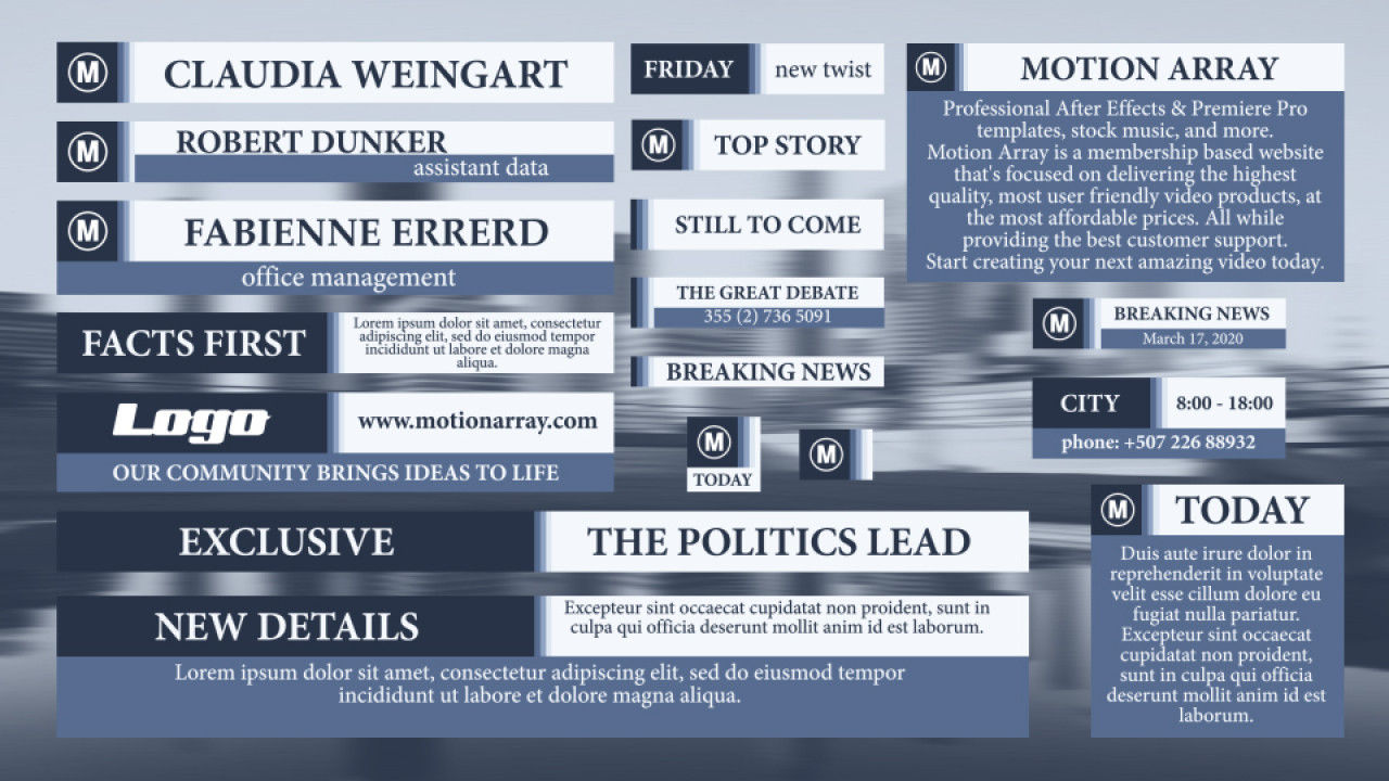 18个简单的企业低三分之二组合标题素材库精选AE模板