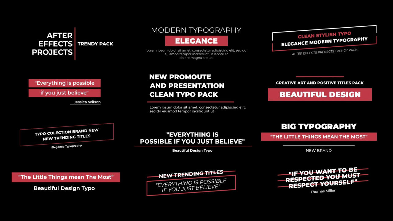 12个现代化文字排版标题动画素材库精选AE模板