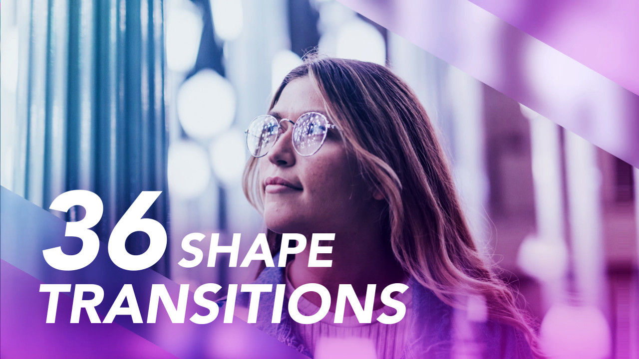 36个明亮时尚幻灯片形状过渡素材库推荐PR模板