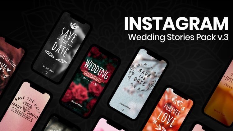 12个简洁婚礼照片墙时尚的素材库精选AE模板