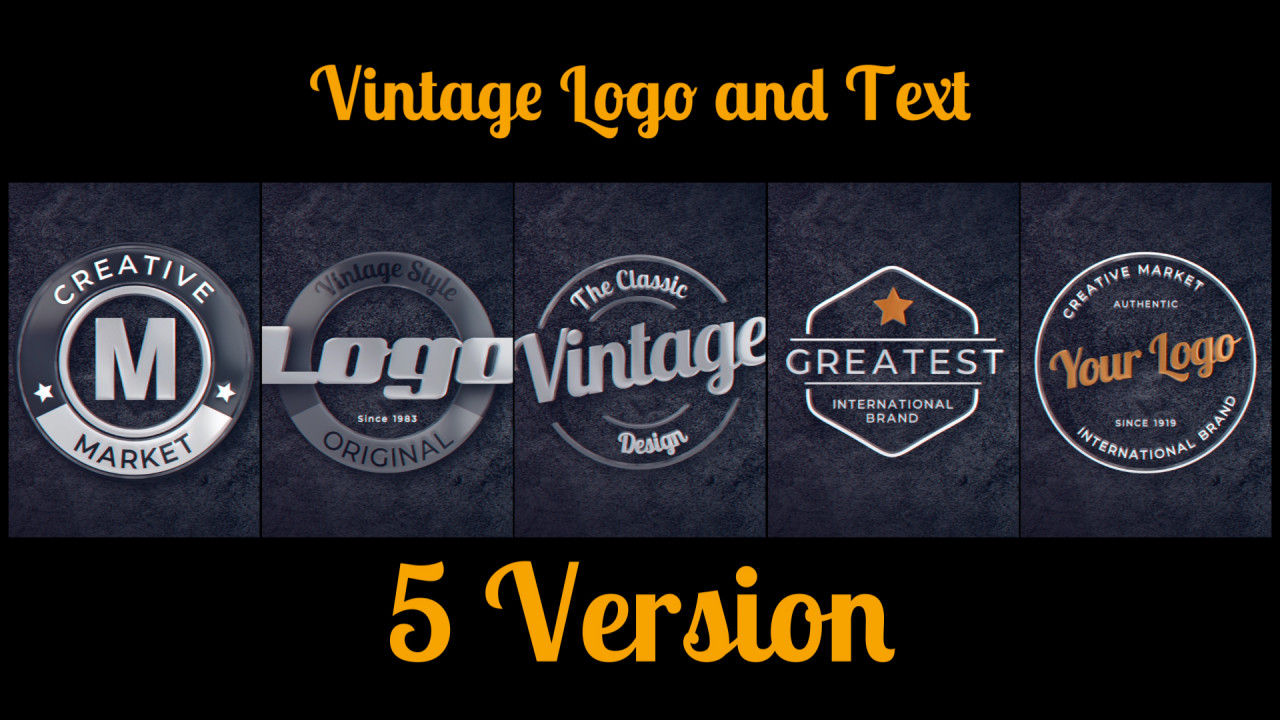 5个复古徽标和文本素材库精选AE模板
