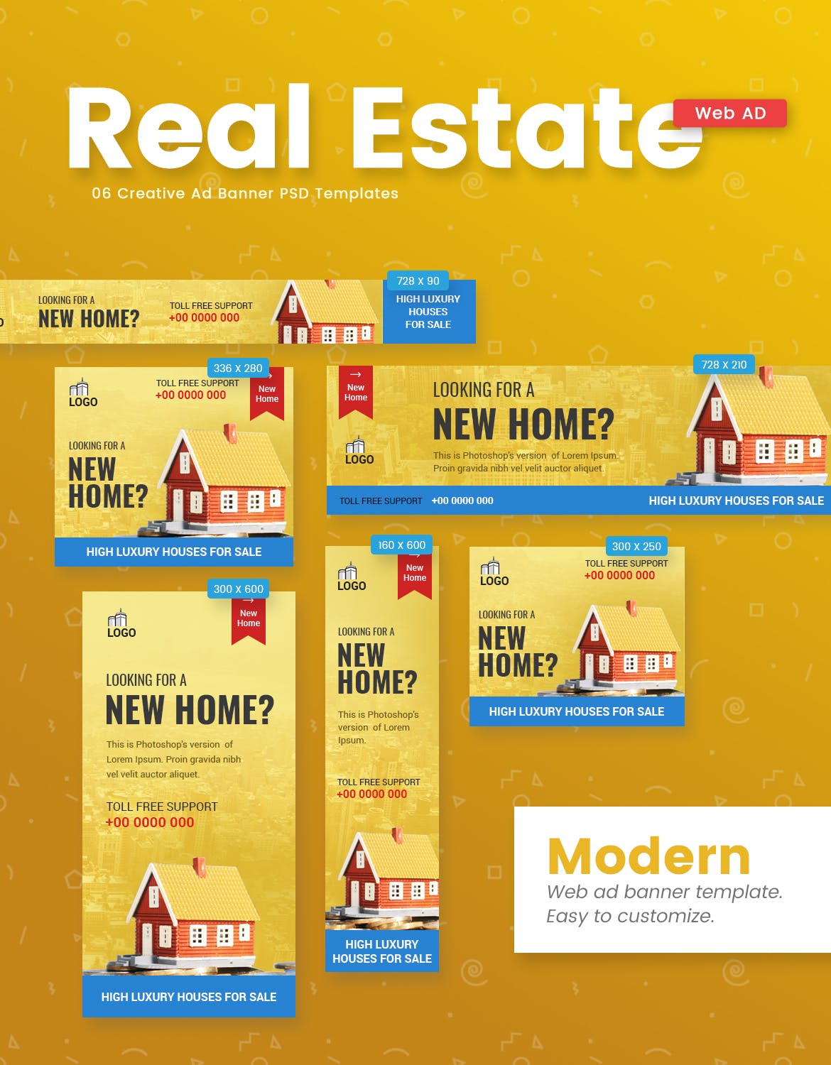 美容保健/食品/房地产/购物主题网站广告Banner设计模板合集 Ad Banner Template插图(5)