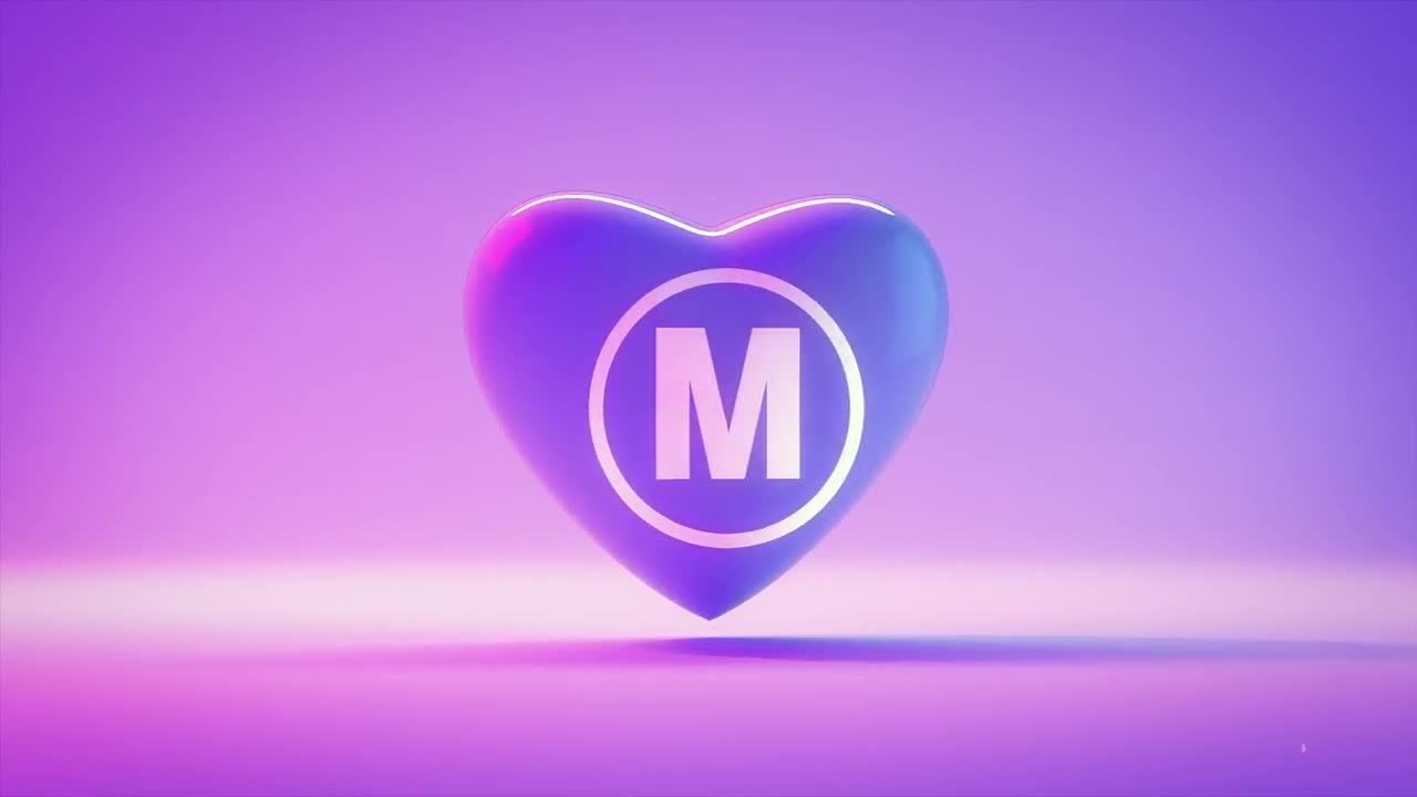 优雅旋转着的3D心形logo图标素材库精选AE模板