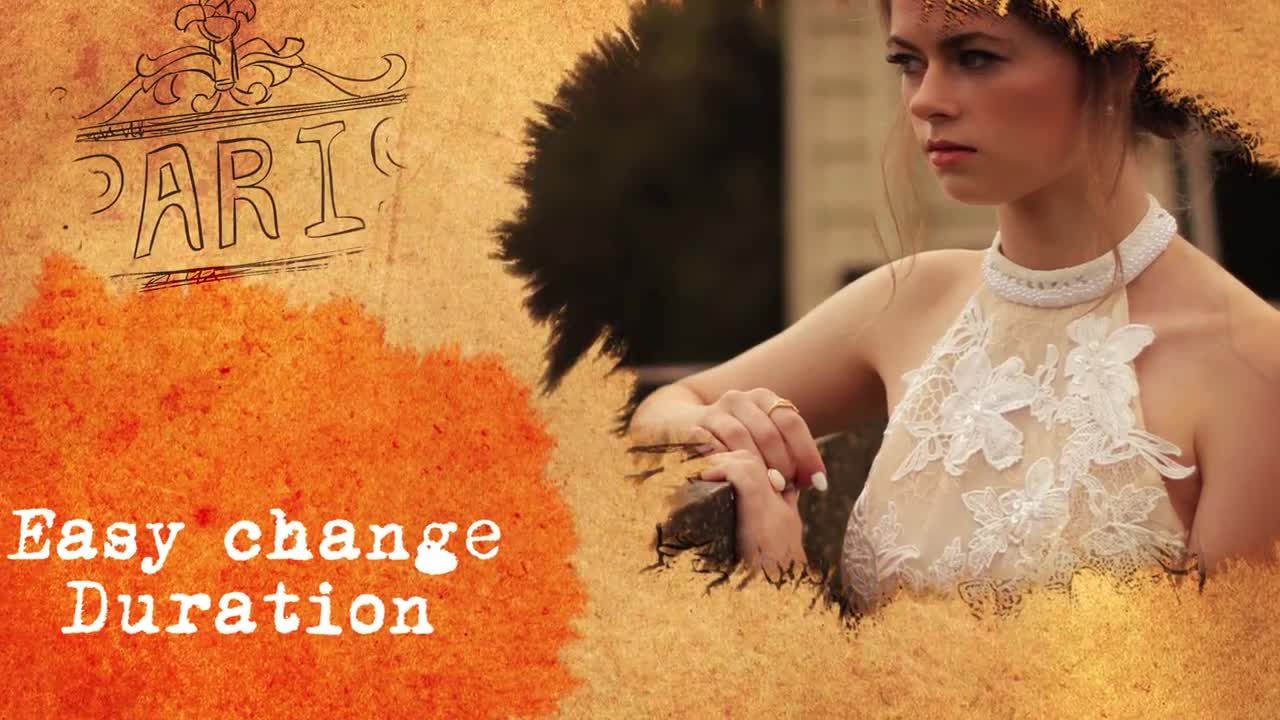 水彩艺术动功能幻灯片ae模板