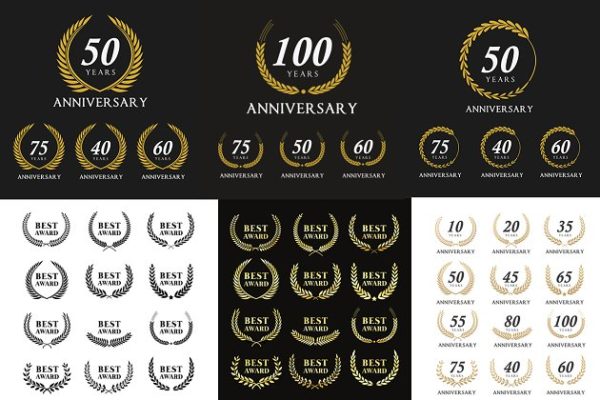 荣誉徽章/周年纪念徽章模板素材库精选套装 Anniversary Emblems Set