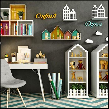 北欧儿童书桌椅和玩具组合素材之家精选3D模型