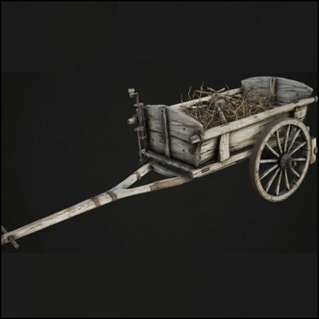 游戏风格木制手推车3DSMAX / fbx / obj模型