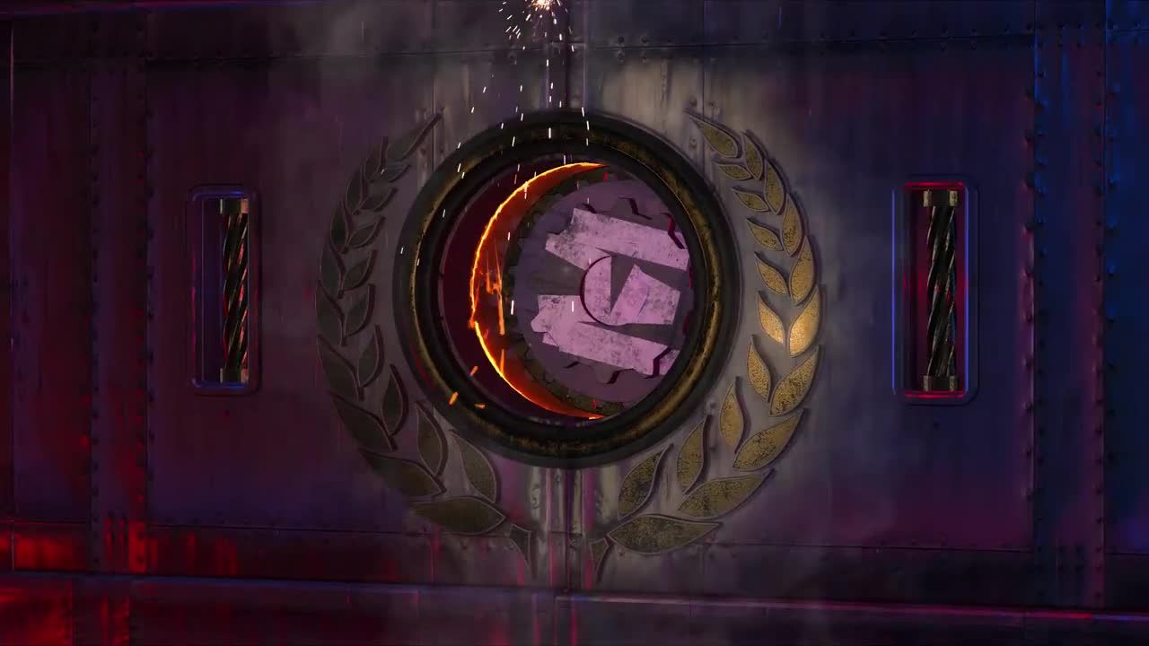 时尚动感活力的重金属门关闭展示徽标素材库精选AE模板