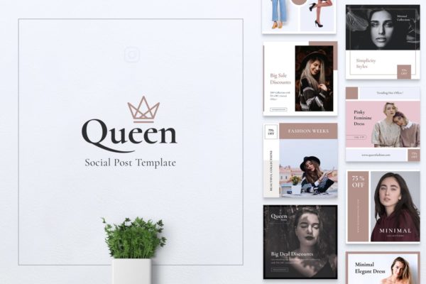 新媒体社交媒体促销广告模板素材库精选 QUEEN Social Media Post