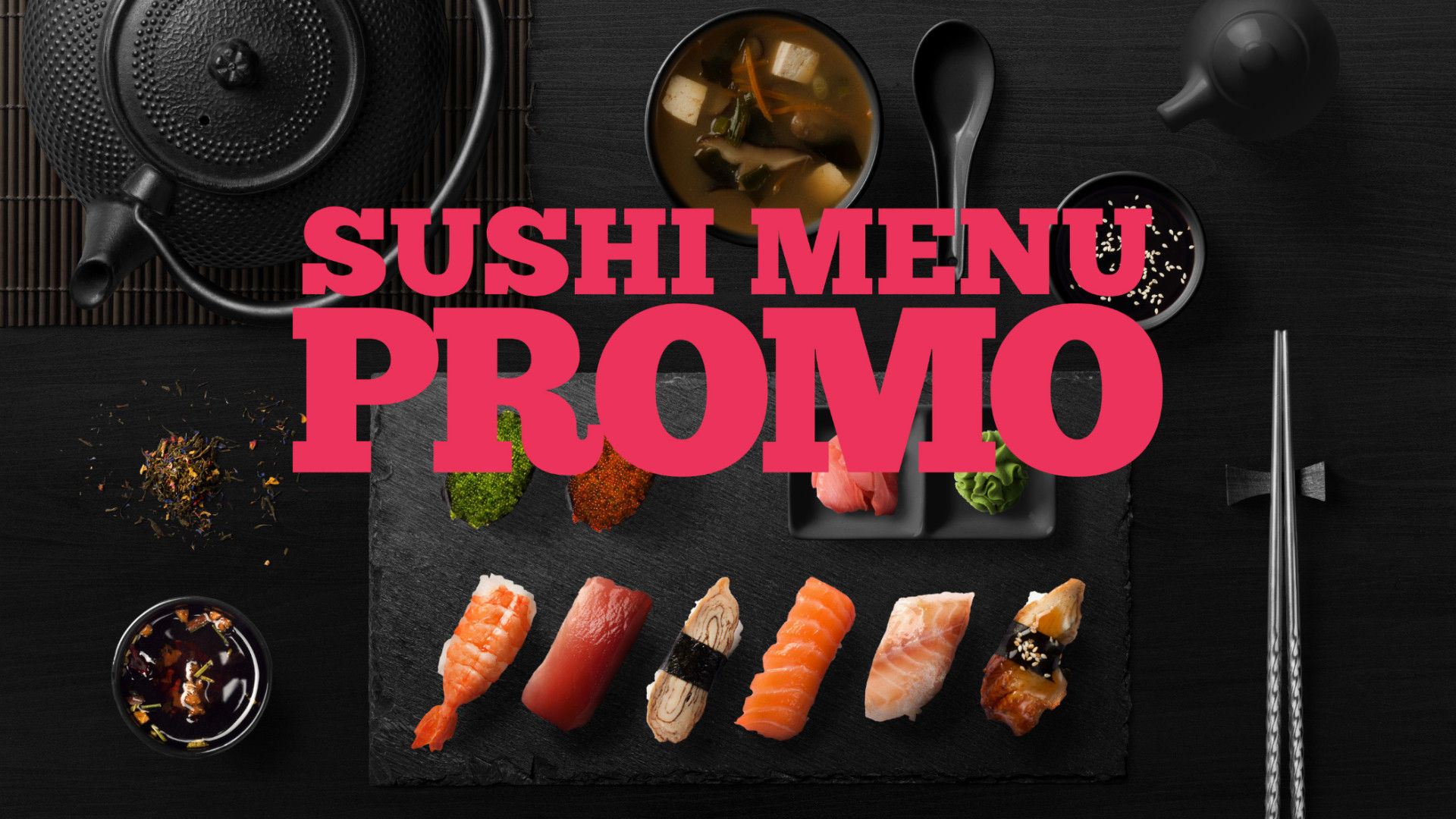 带有迷人的文字动画的时尚寿司促销素材库精选AE模板