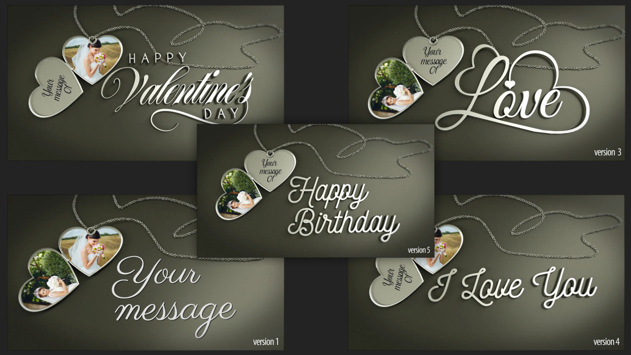 时尚新颖创意的心形吊坠展示照片素材库精选AE模板