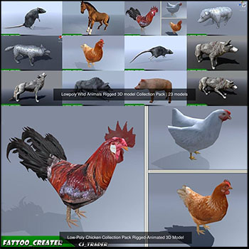 低多边形野生动物3D/C4D模型