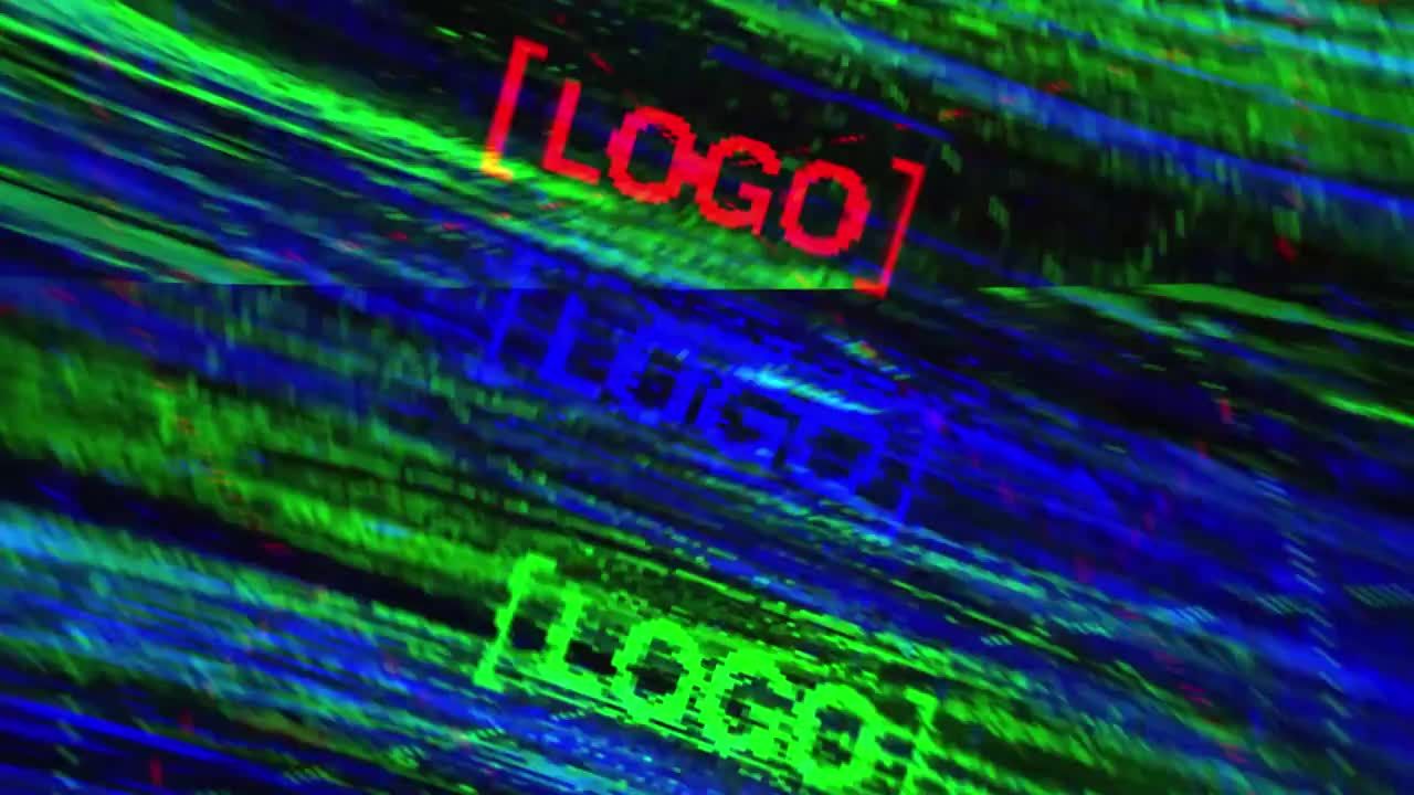 明亮而充满活力的电视失真小故障徽标显示素材库精选AE模板