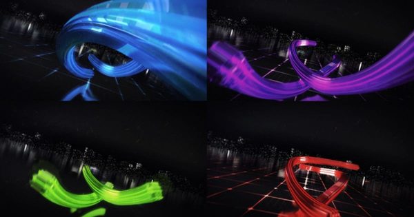 炫彩丝带动画特效logo演示素材库精选PR模板 Digital Ribbon Logo Reveals