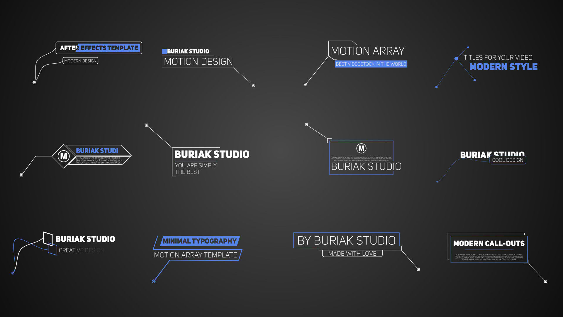 12个超现代的创意淡出标题素材库精选AE模板