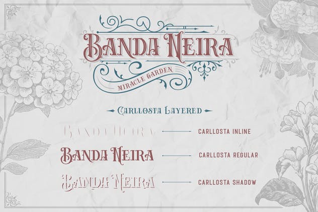 维多利亚风格复古英文衬线字体 Carllosta – Layered Font (+EXTRAS)插图(3)