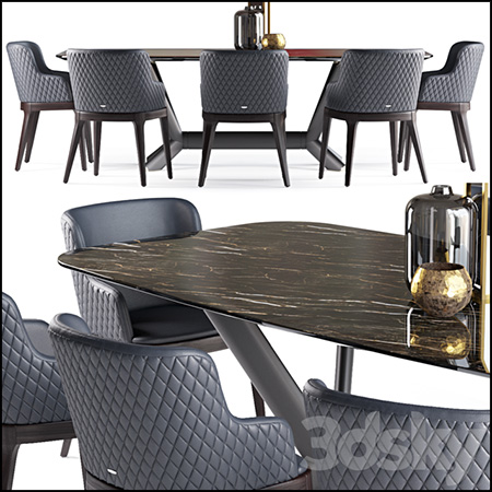 餐桌和皮质扶手餐椅素材之家精选3D模型