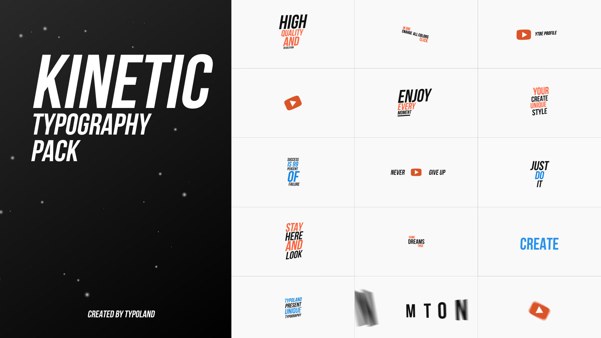 42个快速活力创意动画排版标题素材库精选AE模板