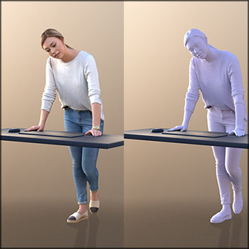 站立在办公室女孩素材之家精选3D模型