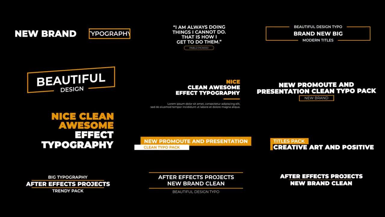 全屏文字标题字幕条排版设计素材库精选AE模板