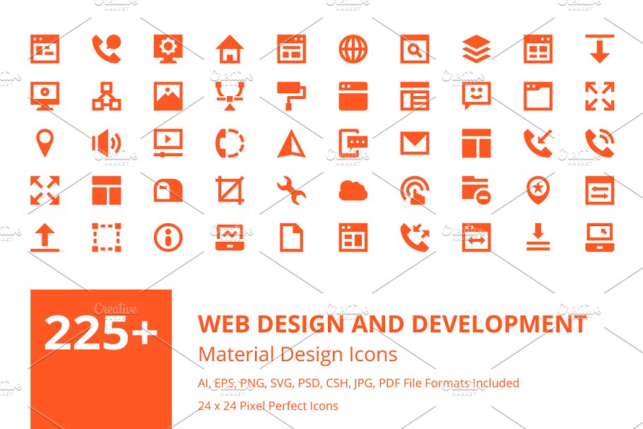 225+网页设计&开发图标素材 225+ Web Design and Development Icon插图
