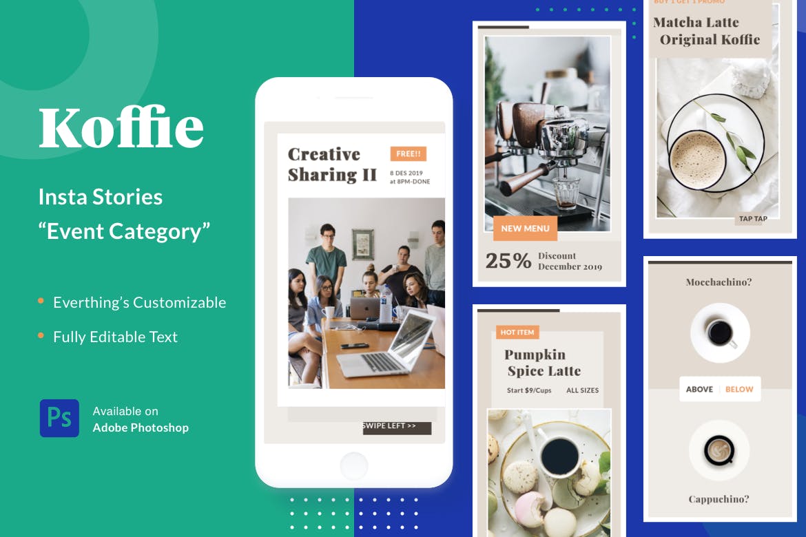 咖啡主题活动Instagram推广设计素材 Koffie Insta Stories – Event插图(1)
