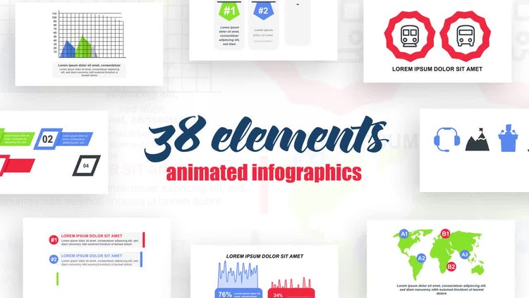 38个干净图表元素素材库精选AE模板