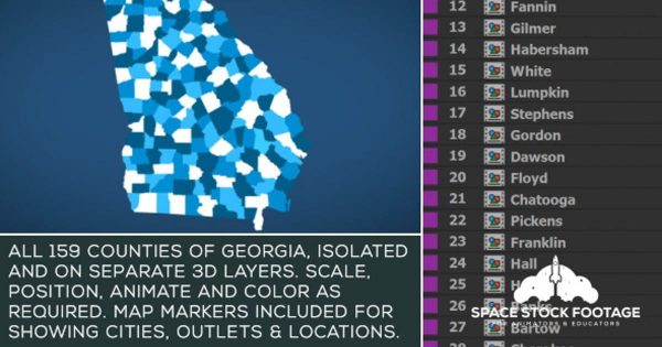 佐治亚州地图位置动画AE视频模板 Georgia Map Kit