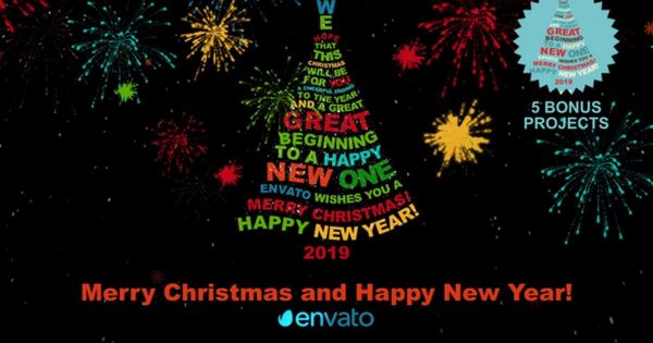 圣诞节&amp;2019年新年祝语圣诞树图形视频素材库精选AE模板 Christmas Tree Greetings 2019