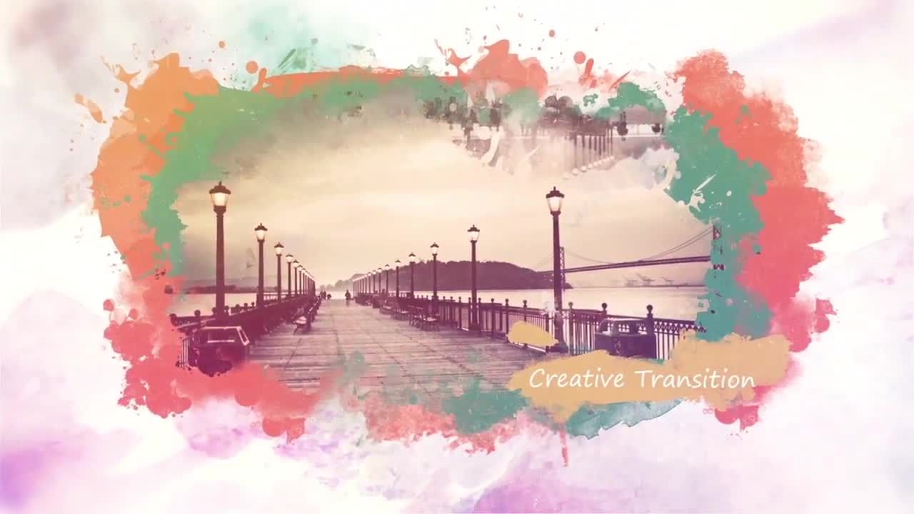 微妙的光泄漏多色水墨幻灯片素材库精选AE模板