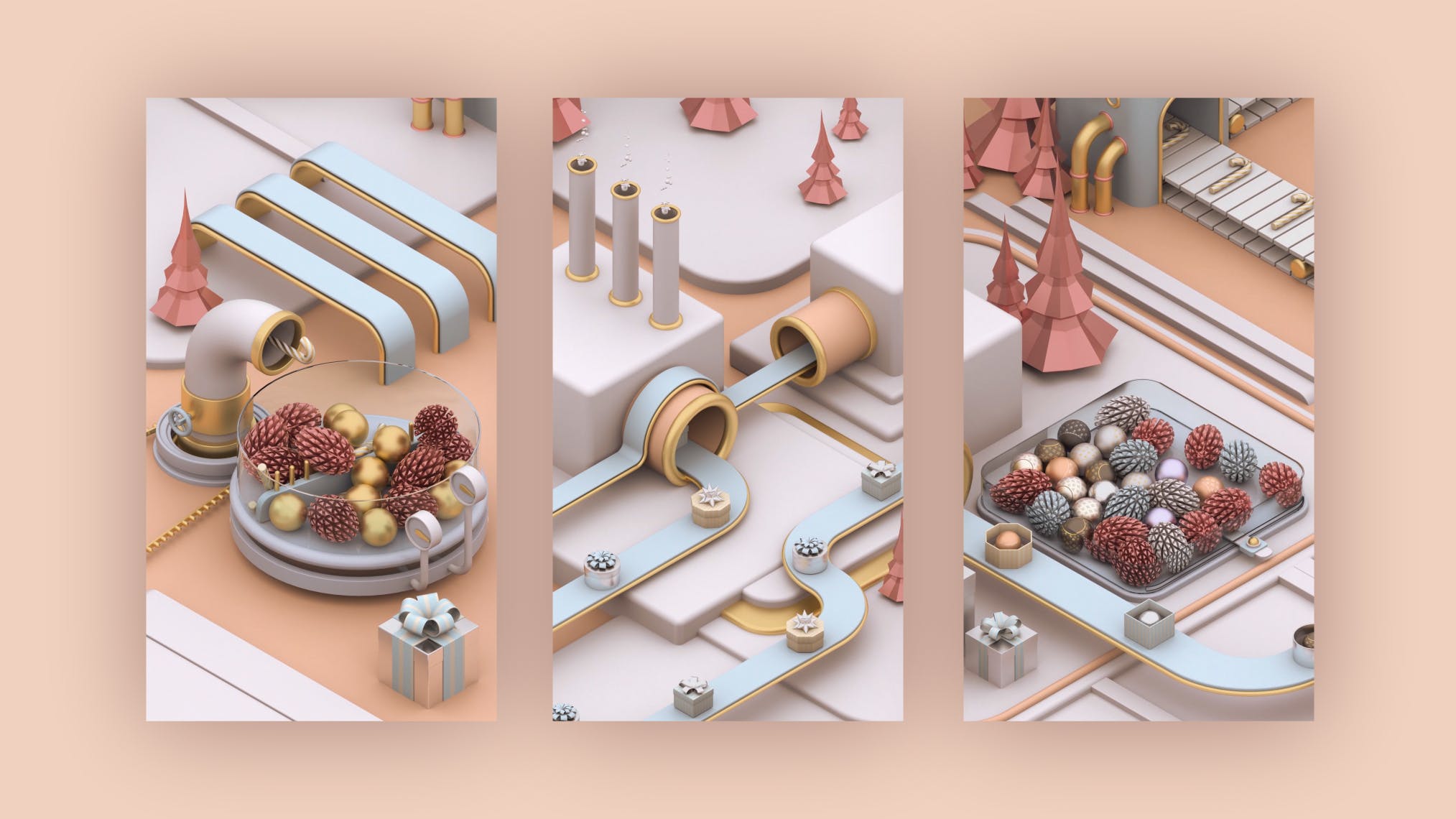 圣诞节3D建模工厂场景背景品牌故事/促销广告模板 Christmas Stories插图(5)