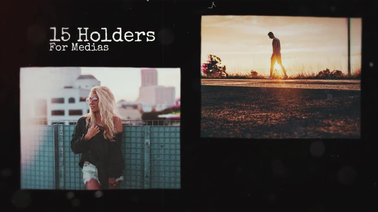 复古的文本动画过渡效果照片幻灯片展示Pr模板