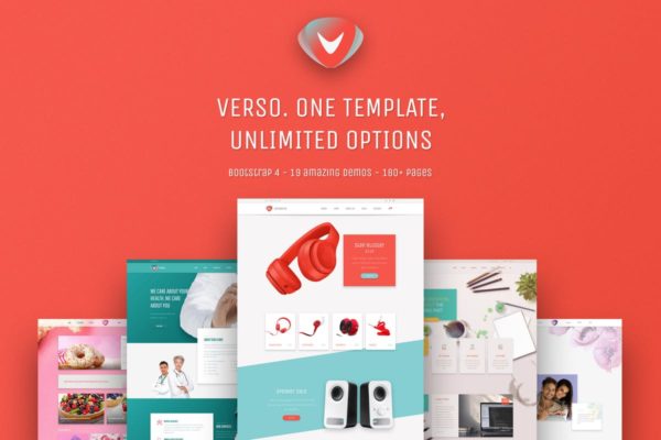 独特响应式多用途Bootstrap网站模板素材库精选 Verso – Unique Responsive Multipurpose Bootstrap 4