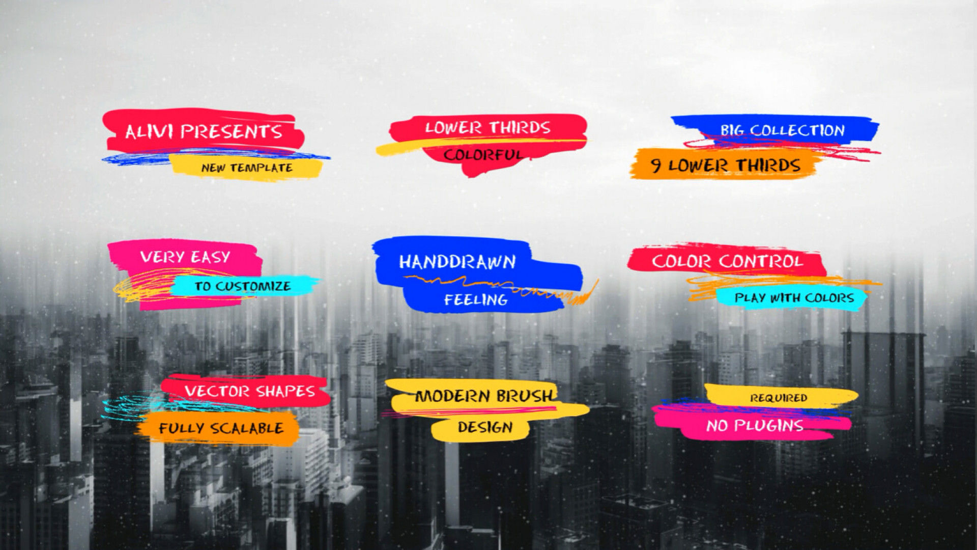 色彩艳丽的三分之二效果素材库精选AE模板