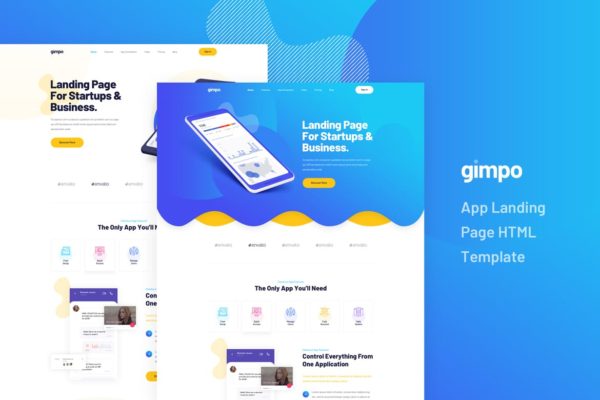 APP创意应用网站着陆页HTML模板素材库精选 Gimpo – App Landing Page HTML Template