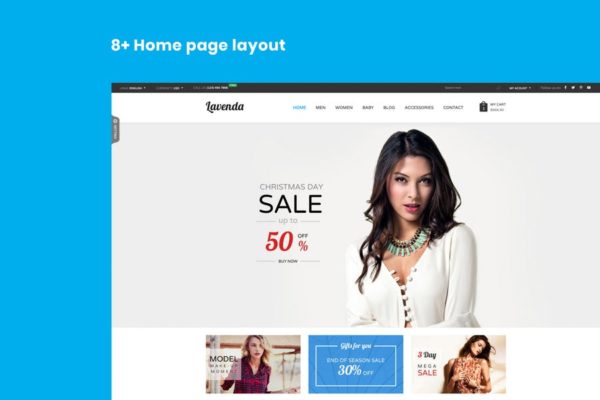 时尚服饰电商网站Magento主题模板素材库精选 SNS Lavenda – Responsive Magento Theme