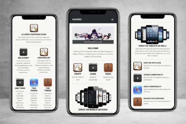 手机端/平板电脑H5网站模板素材库精选下载 Handee | Versatile Mobile and Tablet Template