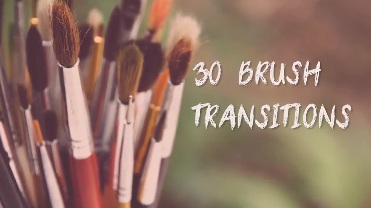 带有液体效果的的30个笔刷过渡素材库精选pr模板