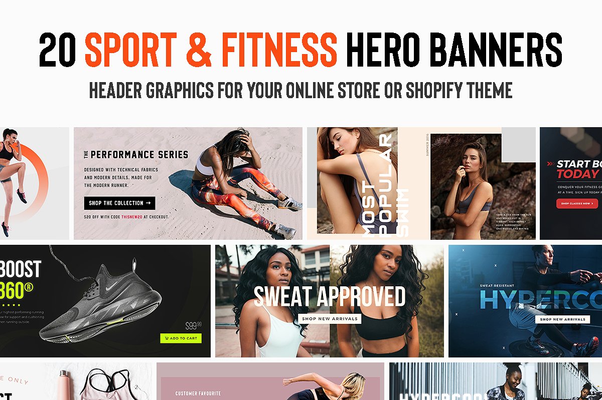20款健身户外运动广告Banner模板 20 Fitness & Workout Hero Banner PSD插图