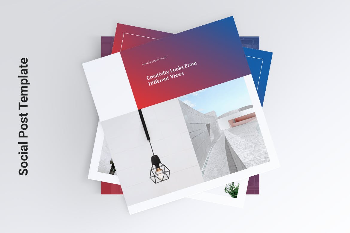 创意代理公司Instagram&Facebook文章贴图设计模板素材库精选 FURY Creative Agency Instagram & Facebook Post插图(1)