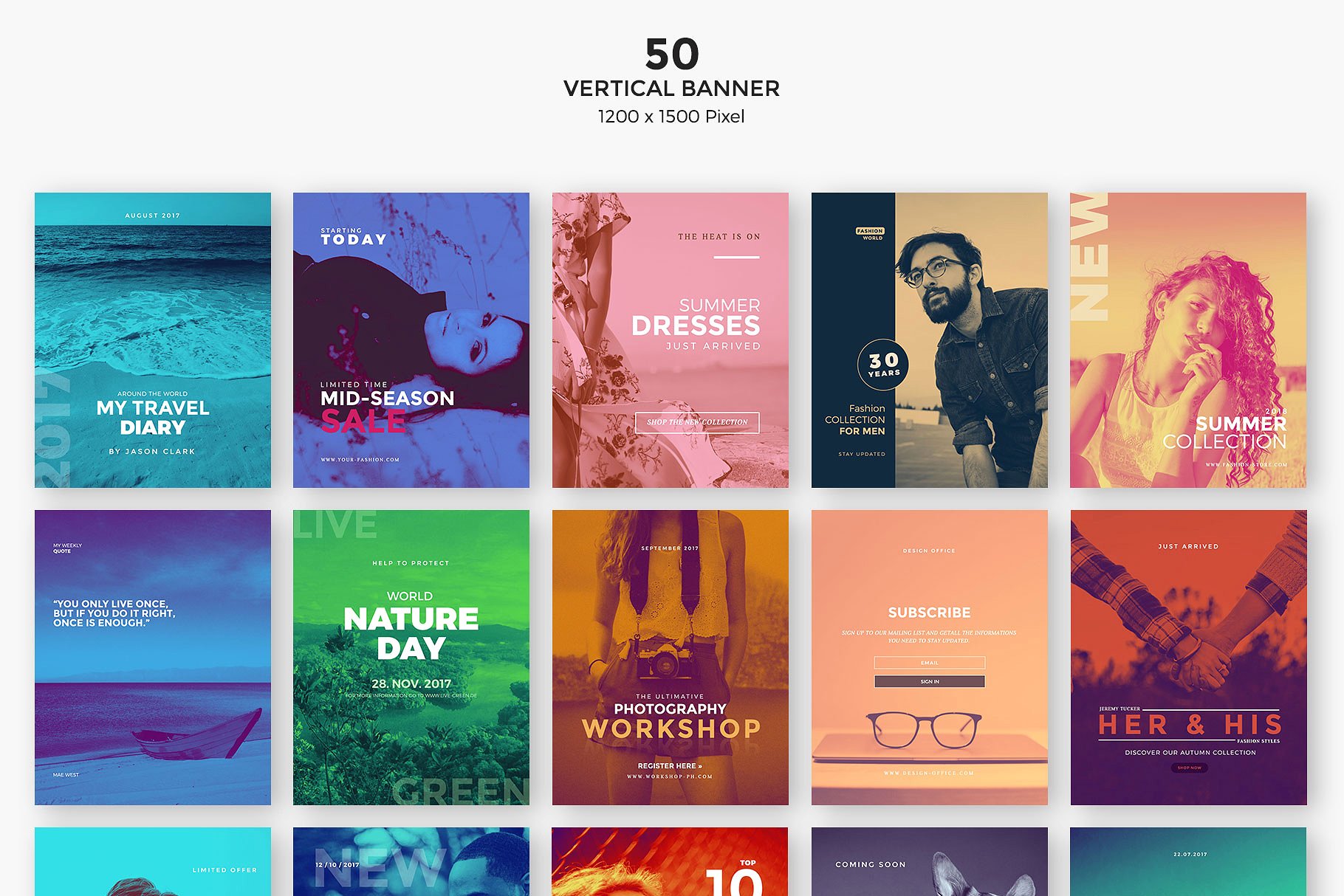 双色调社交媒体配图模板素材库精选 Duo Tone Social Media插图(2)