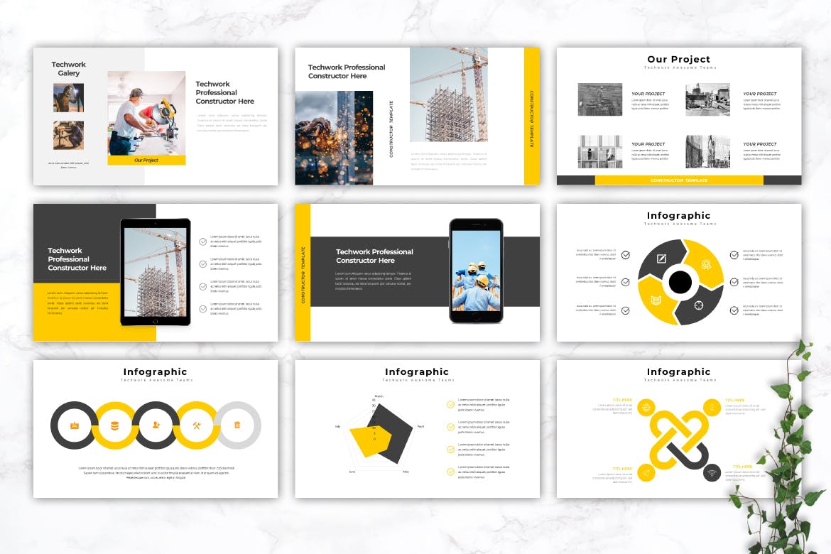 建筑基建项目商业计划书素材库精选PPT模板 TECHWORK – Construction Powerpoint/Keynote/Google插图(2)