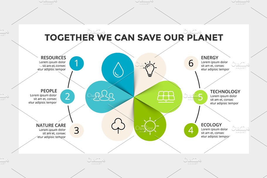 生态学圆形信息图表PPT素材模板 ECOLOGY – Circle Diagrams插图(4)