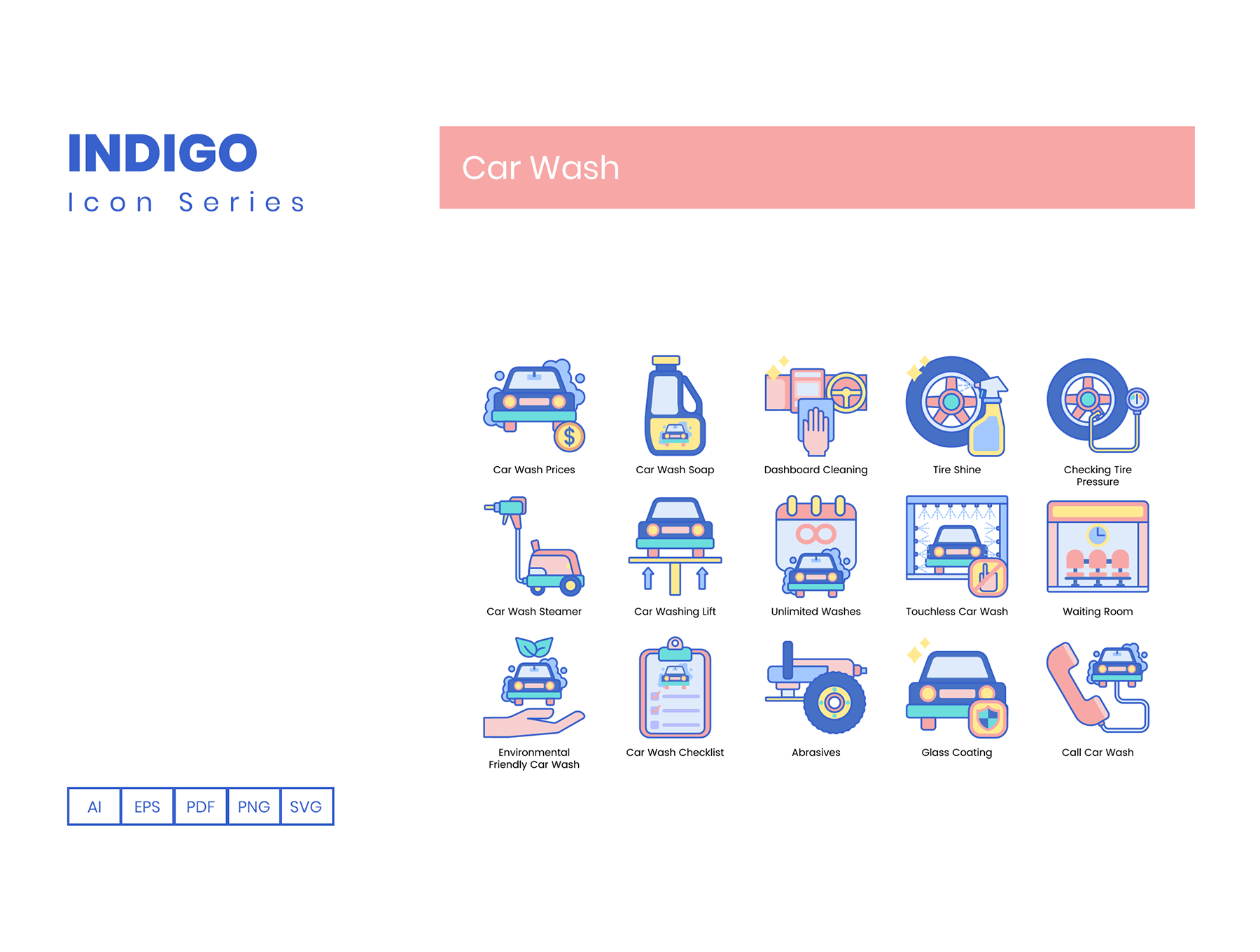 素材库下午茶：创意洗车服务矢量图标下载[Ai]插图(4)