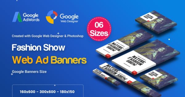 时装时尚品牌谷歌推广广告Banner设计模板 C06 – Fashion Show Banners GWD &amp; PSD